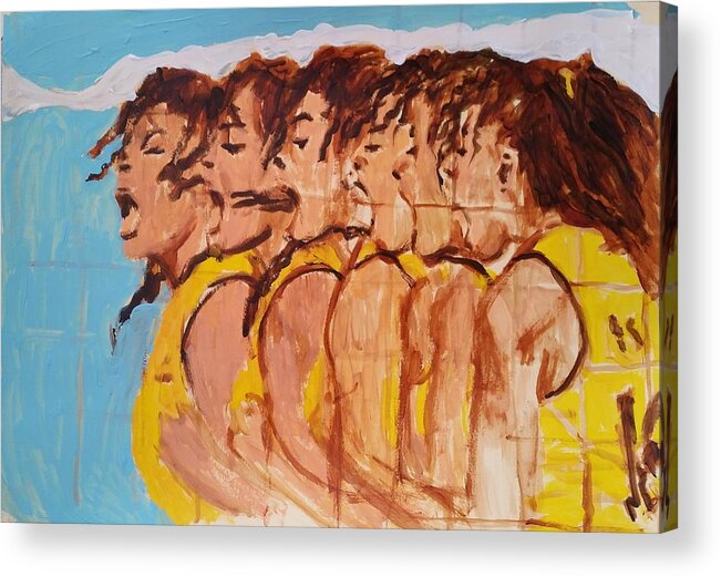 Volleyball Acrylic Print featuring the painting Volleyball Movement by Bachmors Artist