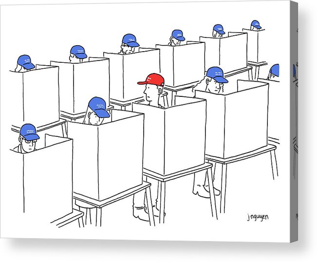 Voting In The 2017 Election Acrylic Print featuring the drawing Voting in the 2017 election by Jeremy Nguyen