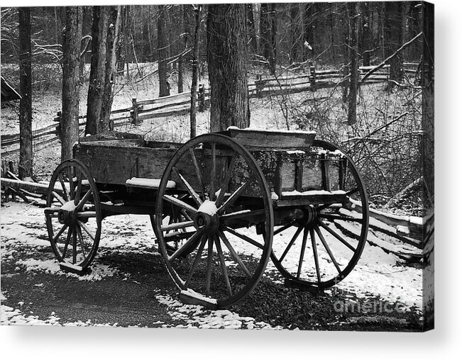 Black & White Acrylic Print featuring the photograph Wagon by Eric Liller