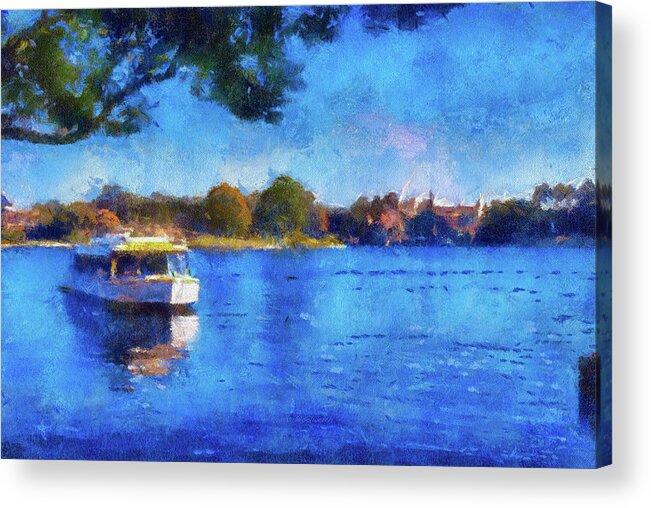 Castle Acrylic Print featuring the photograph Walt Disney World Epcot World Showcase Lagoon Boat Ride 06 PA 02 by Thomas Woolworth
