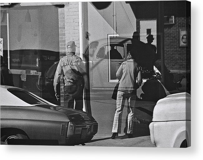 Black And White Acrylic Print featuring the photograph Warrensburg, Missouri-1975-reflections by Brian Green
