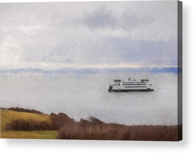 Washington Acrylic Print featuring the photograph Washington State Ferry Approaching Whidbey Island by Carol Leigh