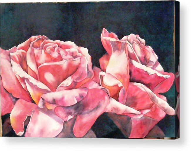 Roses Acrylic Print featuring the painting Watercolor Roses by Diane Ziemski