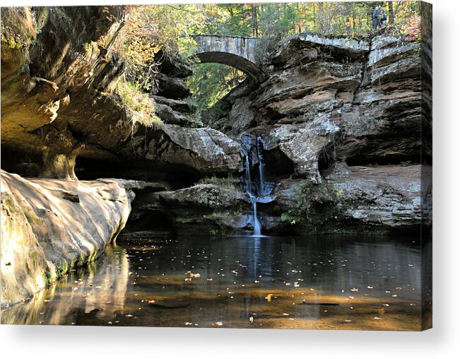 Old Man Cave State Park Acrylic Print featuring the photograph Waterfall at Old Man Cave by Larry Ricker