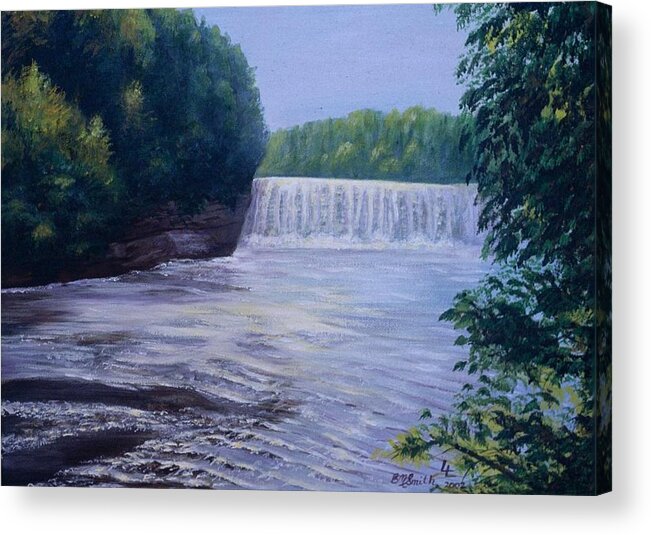  Acrylic Print featuring the painting Waterfall by Barbel Smith