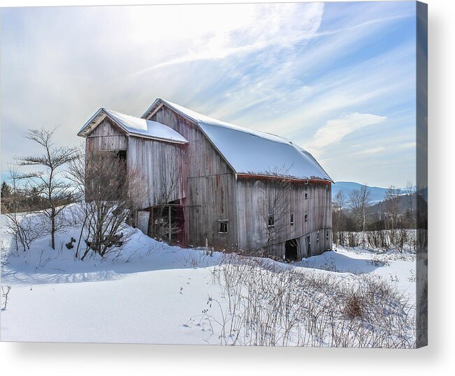 Barn Acrylic Print featuring the photograph Waterford Barn in Winter by Tim Kirchoff