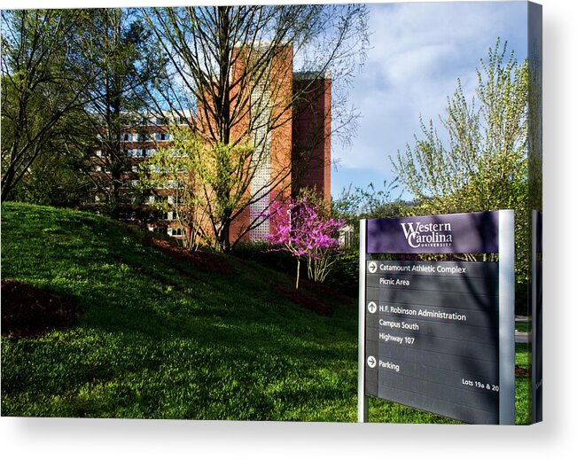 Wcu Acrylic Print featuring the photograph Western Carolina University Sign by Greg and Chrystal Mimbs