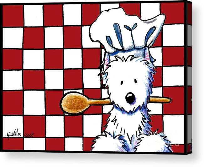 Dog Acrylic Print featuring the mixed media Westie Chef by Kim Niles