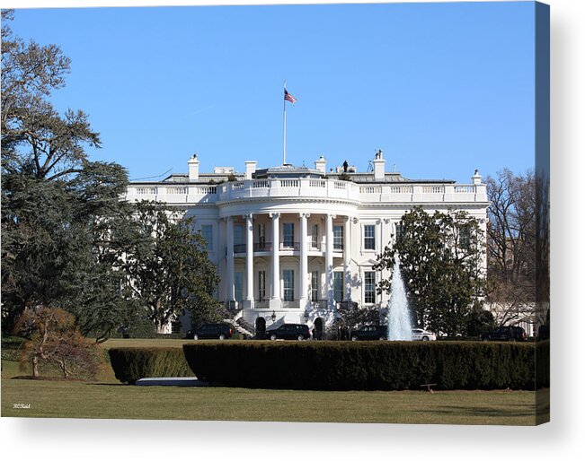 White Acrylic Print featuring the photograph White House Rose Garden - Waiting for the President by Ronald Reid