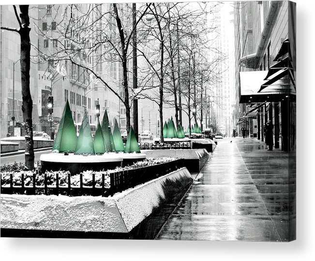 Chicago Acrylic Print featuring the photograph White Mag Mile Christmas by Laura Kinker