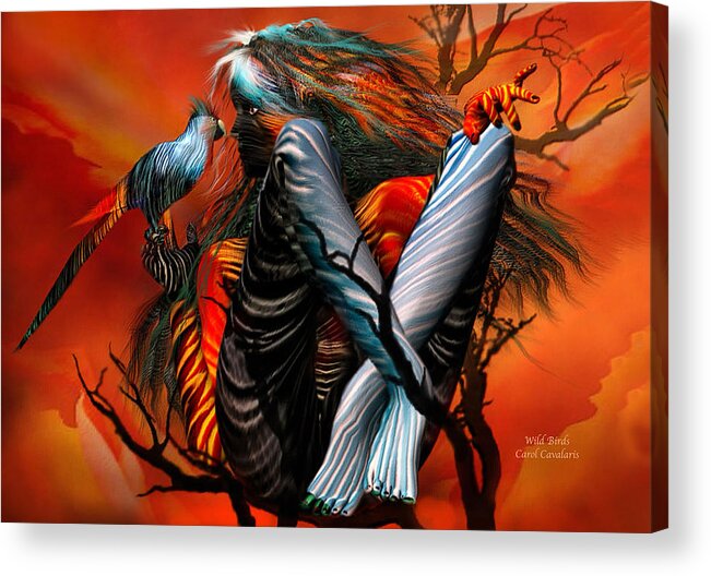 Fantasy Art Acrylic Print featuring the mixed media Wild Birds by Carol Cavalaris