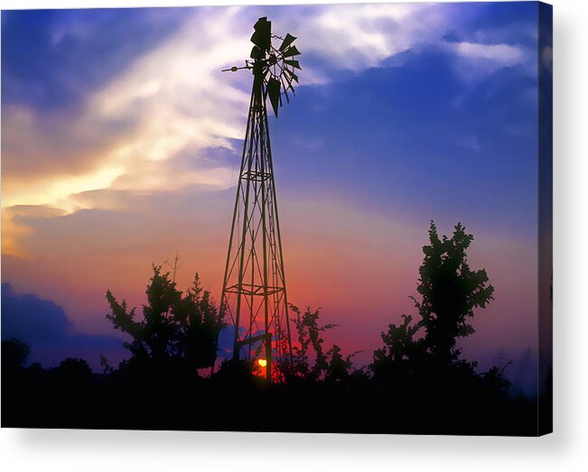 Windmill Acrylic Print featuring the photograph Windmill at Sunset by Stephen Anderson