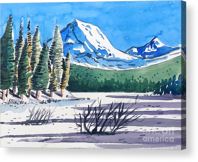 Lassen Acrylic Print featuring the painting Winter At Mt. Lassen by Terry Banderas
