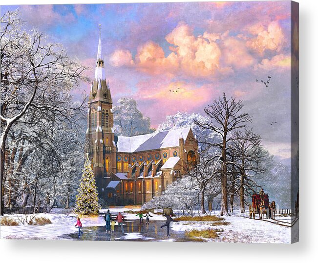 Skaters Acrylic Print featuring the digital art Winter Cathedral by MGL Meiklejohn Graphics Licensing