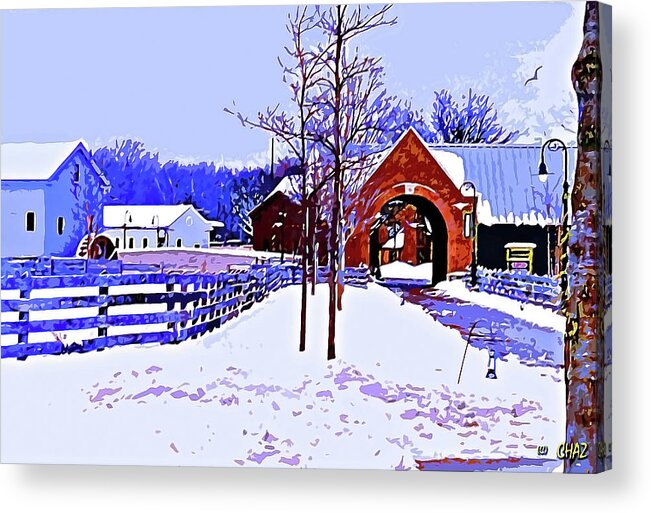 Winer Acrylic Print featuring the painting Winter in the village by CHAZ Daugherty