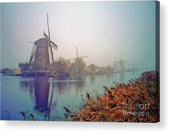 Kinderdijk Acrylic Print featuring the photograph Winter Morning Kinderdijk by Nigel Fletcher-Jones
