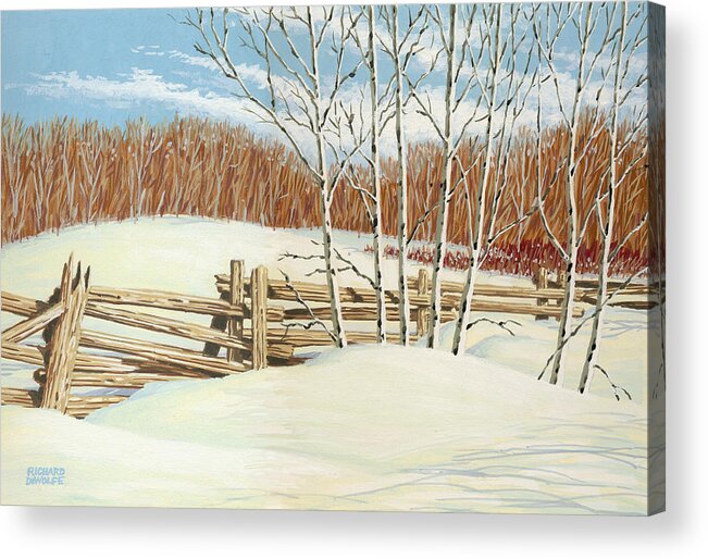 Tree Acrylic Print featuring the painting Winter Poplars 2 by Richard De Wolfe
