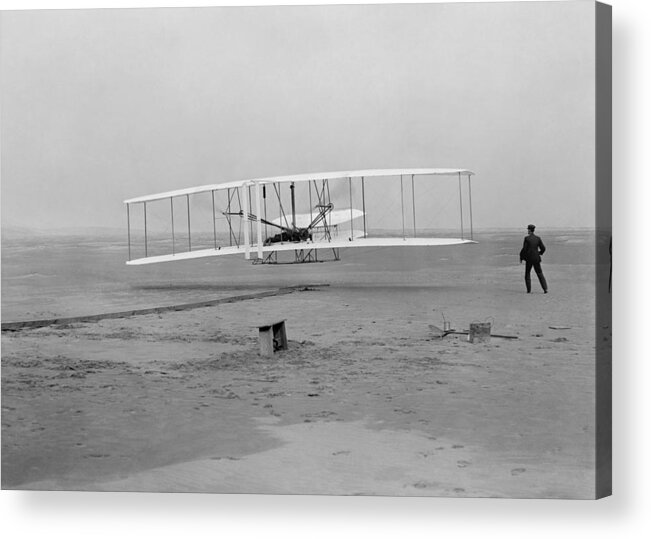 Wright Brothers Acrylic Print featuring the photograph Wright Brothers First Flight by War Is Hell Store