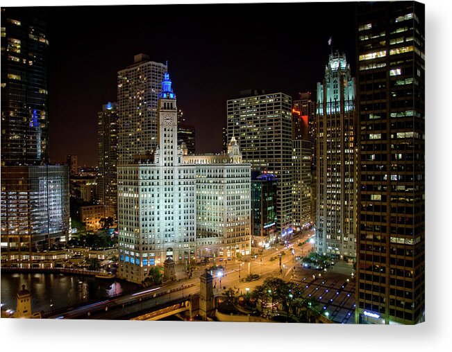 Wrigley Acrylic Print featuring the photograph Wrigley Building, Chicago by Karen Smale