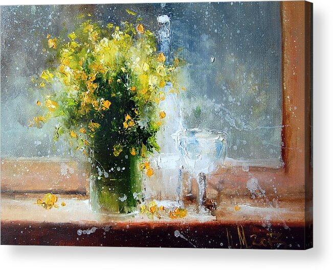 Russian Artists New Wave Acrylic Print featuring the painting Yellow Flowers by Igor Medvedev