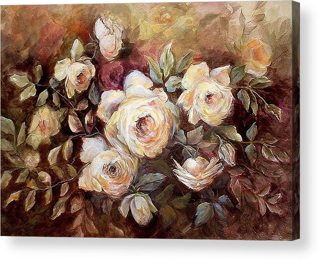 Flowers Acrylic Print featuring the painting Yellow Roses by Patricia Rachidi