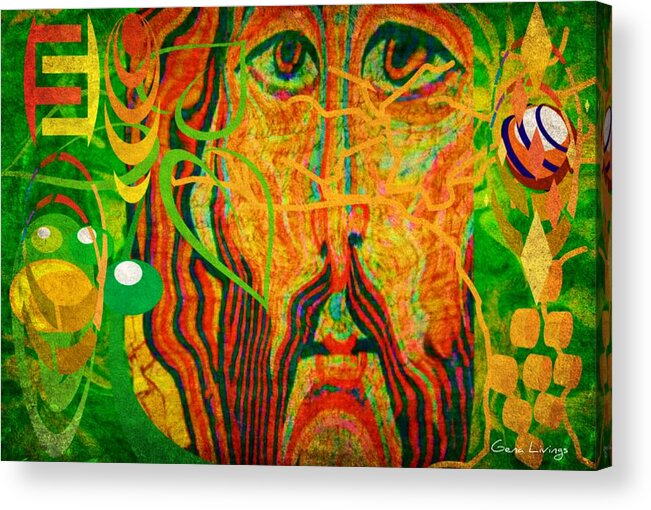  Jesus Acrylic Print featuring the mixed media Yeshua The Light by Gena Livings