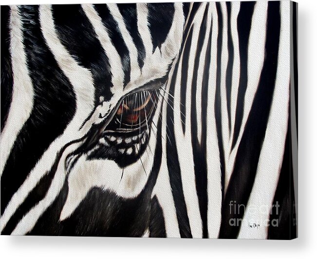 Zebra Acrylic Print featuring the painting Zebra Eye by Ilse Kleyn