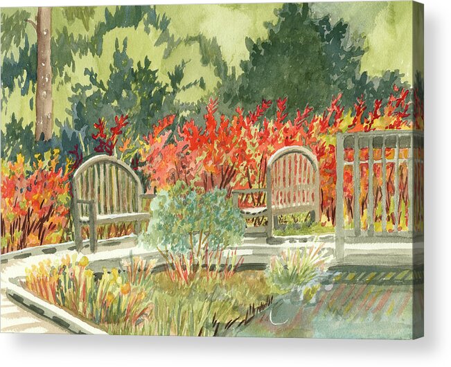 Landscapes Acrylic Print featuring the painting Aquarelle Garden I #1 by Dianne Miller