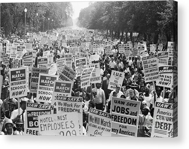 Crowd Of People Acrylic Print featuring the photograph Civil Rights March On Washington #1 by Bettmann