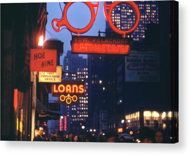 New York City Acrylic Print featuring the photograph Midtown Manhattan At Night by Andreas Feininger