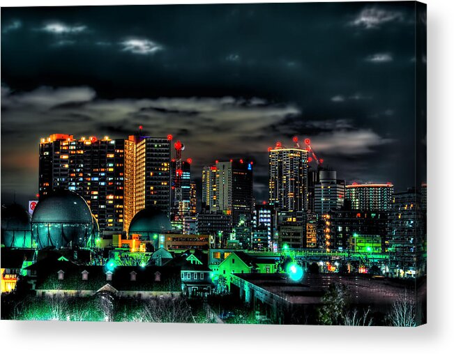 Yokohama Acrylic Print featuring the photograph Yokohama Night #1 by Copyright Artem Vorobiev