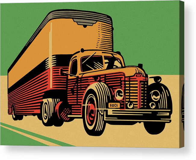 Campy Acrylic Print featuring the drawing Semi Truck #12 by CSA Images