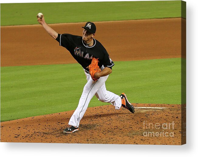 People Acrylic Print featuring the photograph Washington Nationals V Miami Marlins by Mike Ehrmann