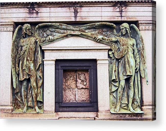 Scotland Acrylic Print featuring the photograph 18/09/13 GLASGOW. The Necropolis, double Angels. by Lachlan Main