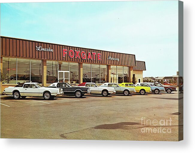 Vintage Acrylic Print featuring the photograph 1970s Image Of Foxgate Lincoln Dealership by Retrographs