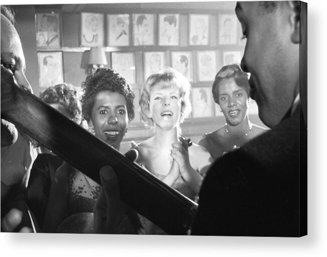 Sidney Poitier Acrylic Print featuring the photograph Party For 'Raisin In The Sun' #2 by Gordon Parks