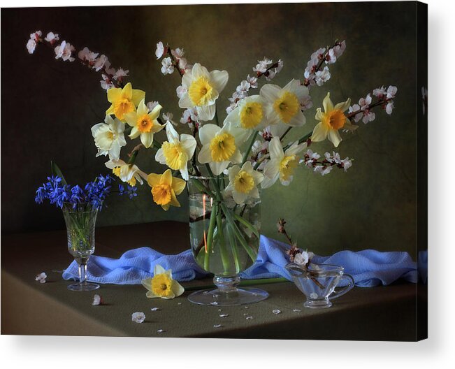 Still-life Acrylic Print featuring the photograph Still Life With Spring Flowers #2 by Tatyana Skorokhod (??????? ????????)