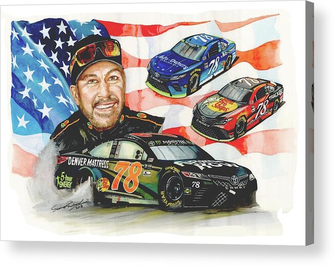 Art Acrylic Print featuring the painting 2017 NASCAR Champion by Simon Read