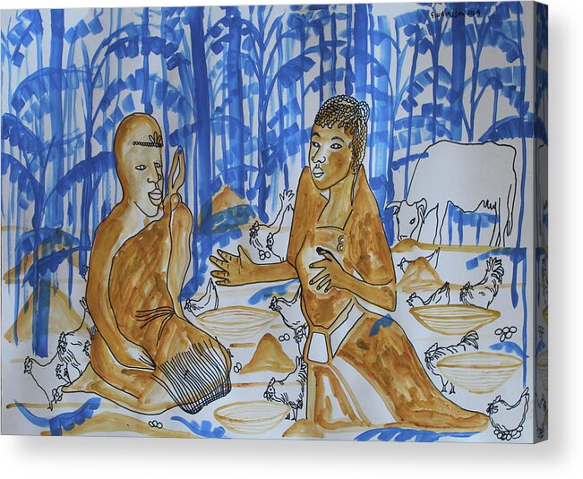 Jesus Acrylic Print featuring the painting Kintu and Nambi Kintus Tasks #21 by Gloria Ssali