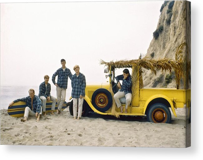 Rock And Roll Acrylic Print featuring the photograph Beach Boys At The Beach #3 by Michael Ochs Archives