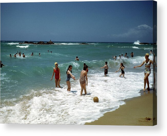 People Acrylic Print featuring the photograph Beirut Beach Lebanon #3 by Michael Ochs Archives
