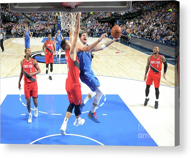 Nba Pro Basketball Acrylic Print featuring the photograph Portland Trail Blazers V Dallas by Glenn James