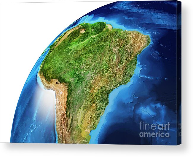 3d Acrylic Print featuring the photograph South America #3 by Nasa/leonello Calvetti/science Photo Library