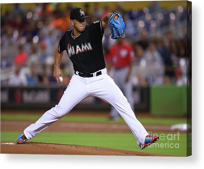 People Acrylic Print featuring the photograph Washington Nationals V Miami Marlins #3 by Rob Foldy