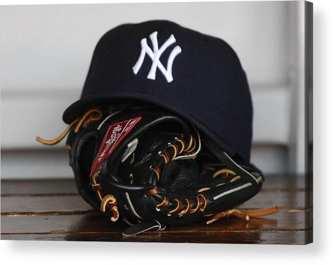 American League Baseball Acrylic Print featuring the photograph New York Yankees V Florida Marlins by Ronald C. Modra/sports Imagery