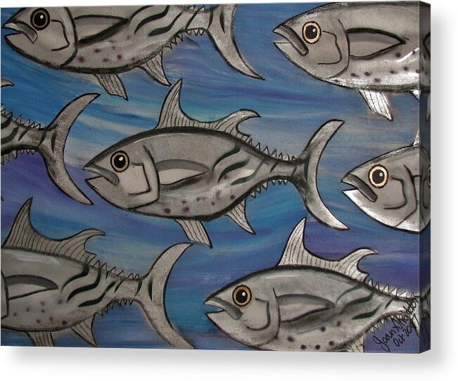 Fish Acrylic Print featuring the painting 7 Fish by Joan Stratton