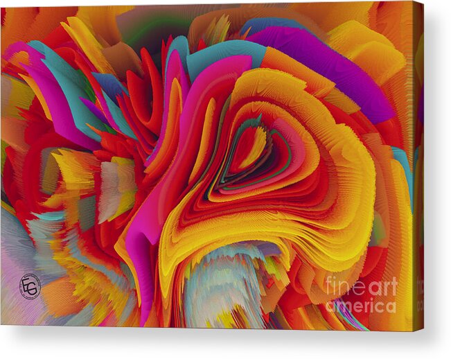 Rainbow Acrylic Print featuring the mixed media A flower in rainbow colors or a rainbow in the shape of a flower 1 by Elena Gantchikova