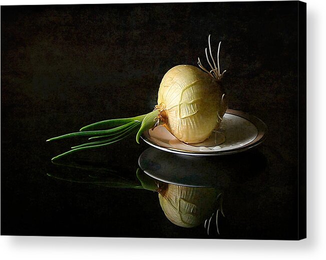 Sprouted Acrylic Print featuring the photograph A Sprouted Onion by Fangping Zhou
