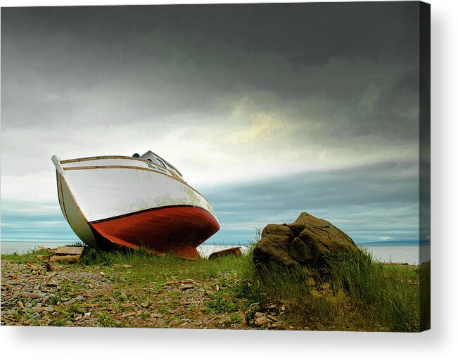Tranquility Acrylic Print featuring the photograph Abandoned Lobster Boat Lies by © Shaun R. George Fotografix