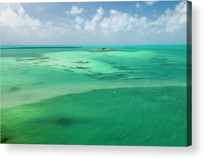 Scenics Acrylic Print featuring the photograph Aerial Florida Keys Green Water by M Timothy O'keefe